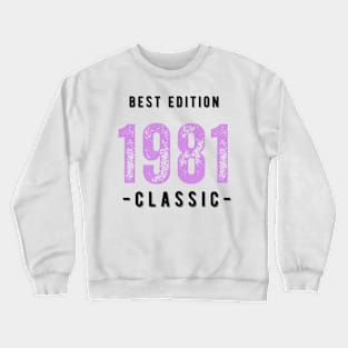 Vintage Birthday Year 1981 Black Crewneck Sweatshirt